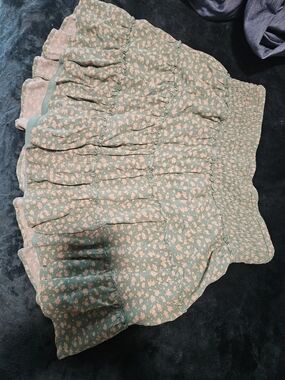 American Eagle Outfitters Green Floral Tiered Mini Skirt